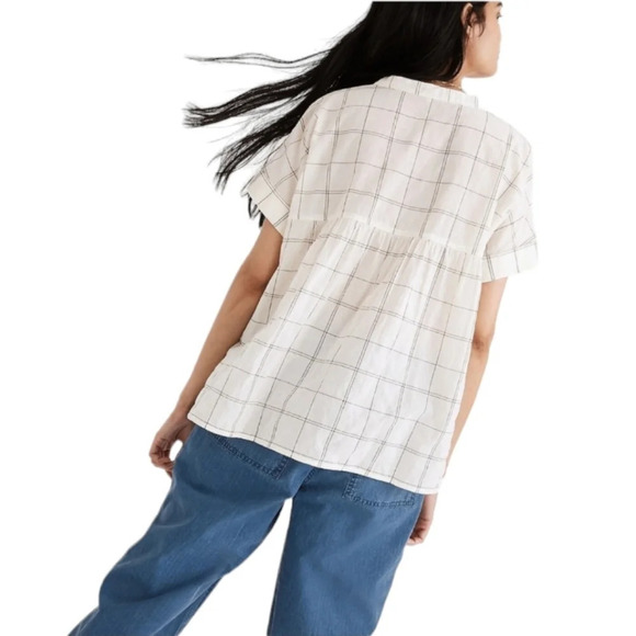 Madewell Lakeline Popover Shirts in Lakeline Jacquard Windowpane Cotton Size XS - Picture 3 of 10